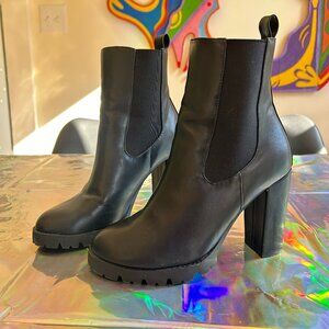 Express black heeled booties